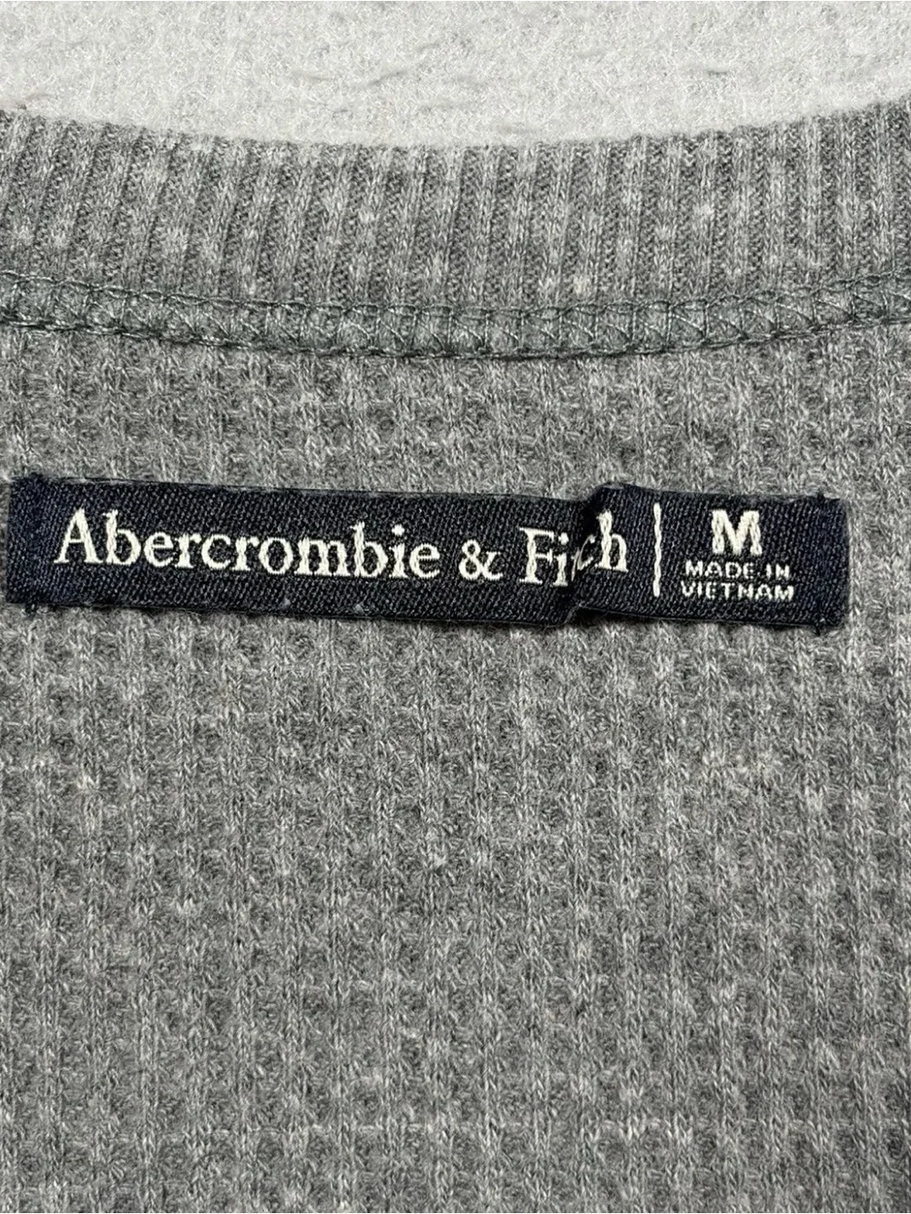 Abercrombie & Fitch Waffle Knit Shirt Women Medium Gray Long Sleeve Thermal Y2K